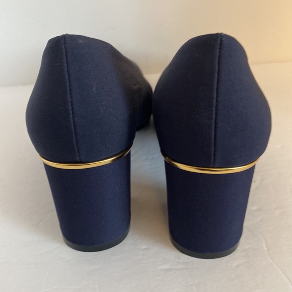 Mootsies Tootsies Navy Blue Chunky Block Heel Shoes - Picture 3 of 10
